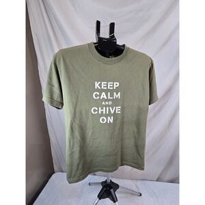Chive Tees T Shirt Mens Medium Green Keep Calm and Chive On Mens Flag Military
